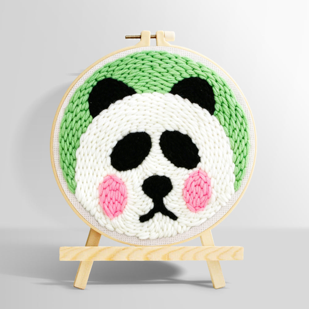 Cute round panda punch needle kit for beginners