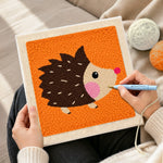 Creating handmade cute side-profile hedgehog punch needle artwork