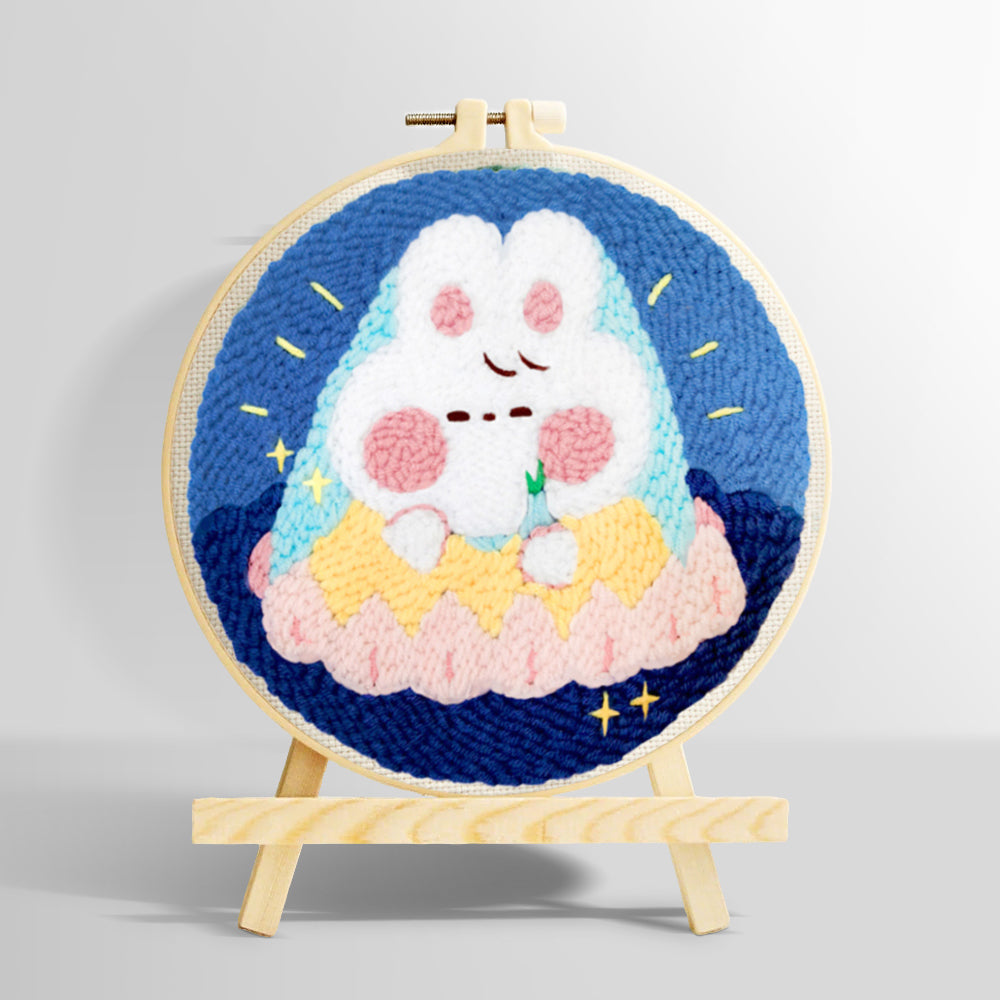 Cute sleeping cloud bunny punch needle kit for beginners