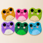 Cute smiling frogs punch needle coaster kit finished handmade coasters