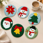 Cute snowman and christmas tree punch needle coasters used for home decoration