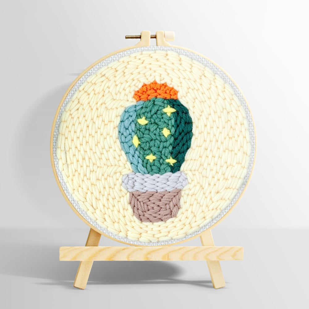 Cute starry cactus punch needle kit for beginners