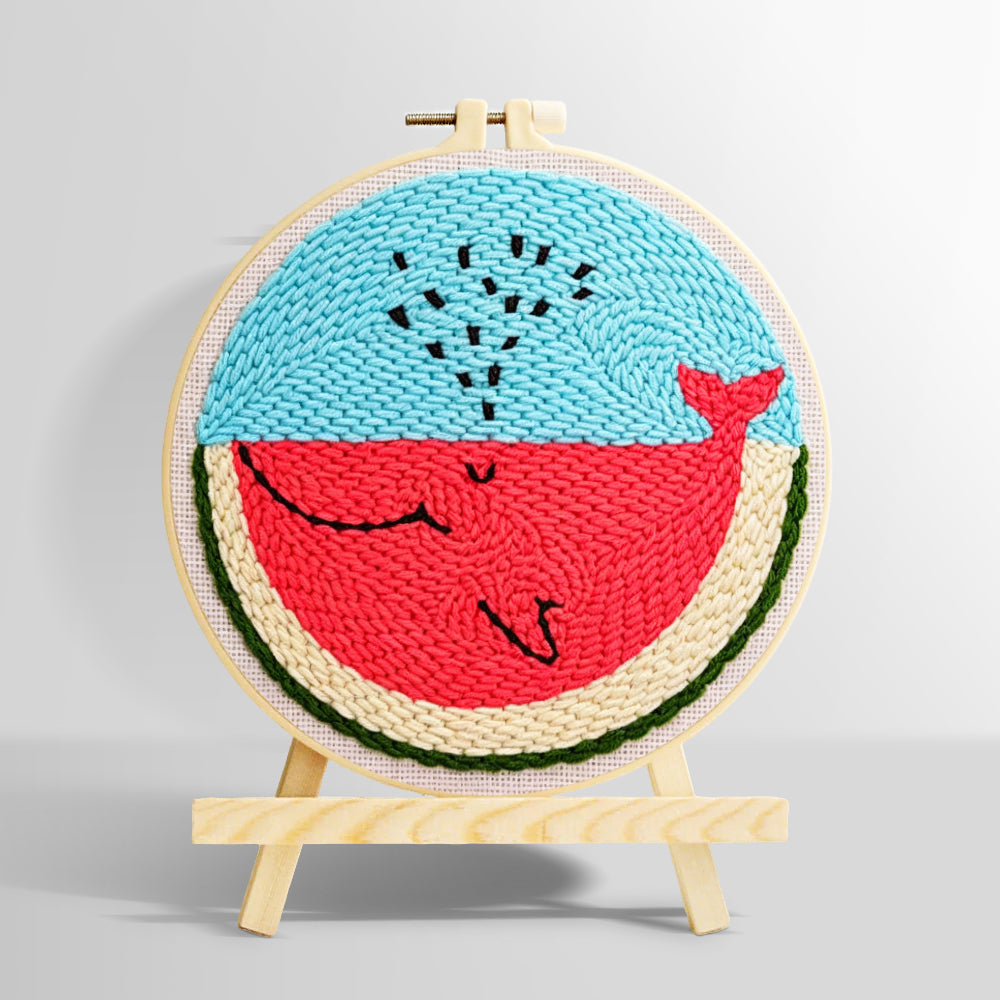 Cute watermelon slice character punch needle kit for beginners
