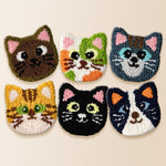 Cute whisker cat faces punch needle coaster kit finished handmade coasters