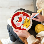 Creating handmade cute white duck holding lucky gold bag punch needle artwork