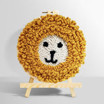 Cute yellow lion face punch needle kit for beginners