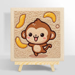 Dancing monkey with flying bananas punch needle kit for beginners