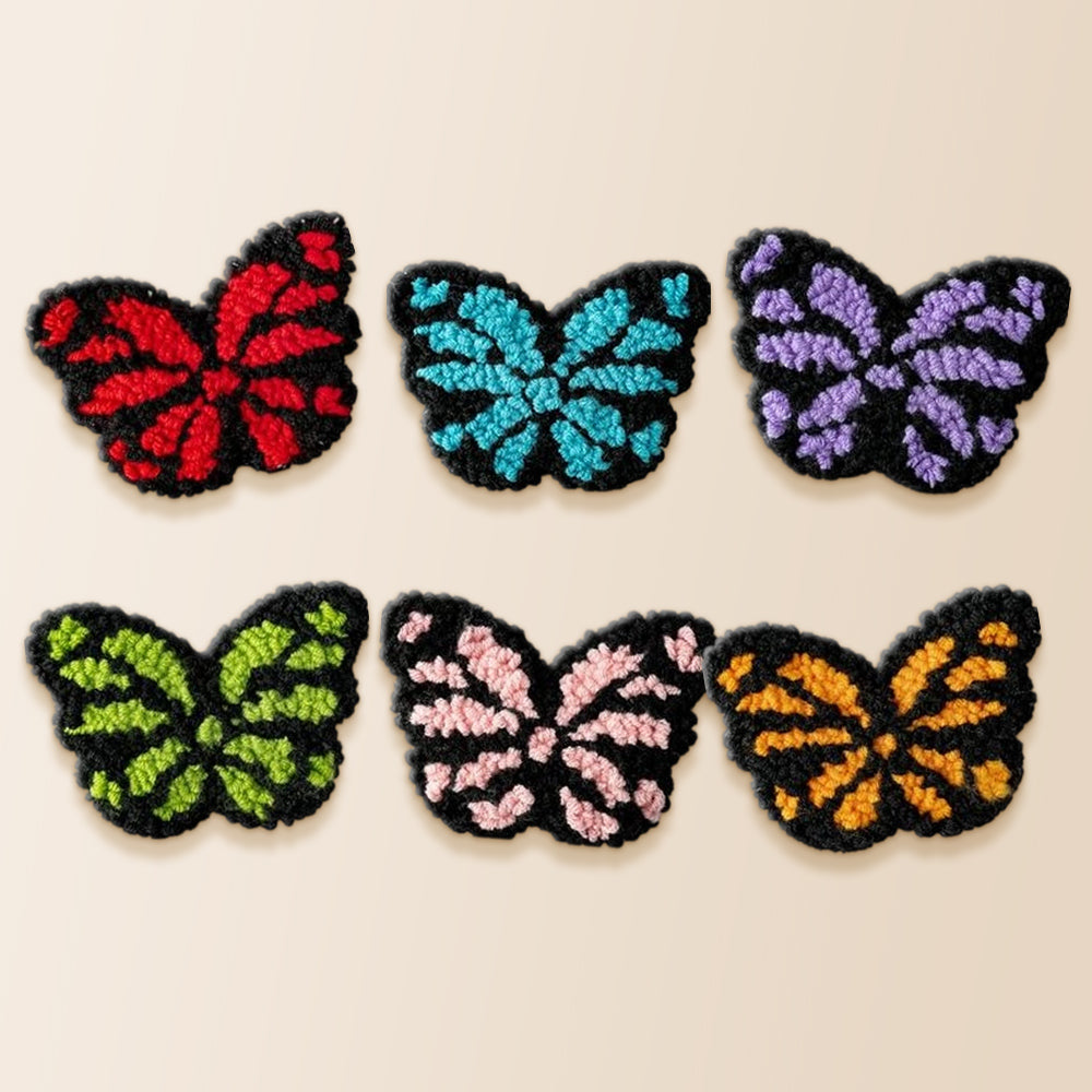 Dark aesthetic butterflies punch needle coaster kit finished handmade coasters