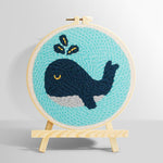 Dark blue whale punch needle kit for beginners