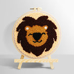 Dark brown lion face punch needle kit for beginners