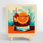 Dark cocktail with cherry and orange punch needle kit for beginners