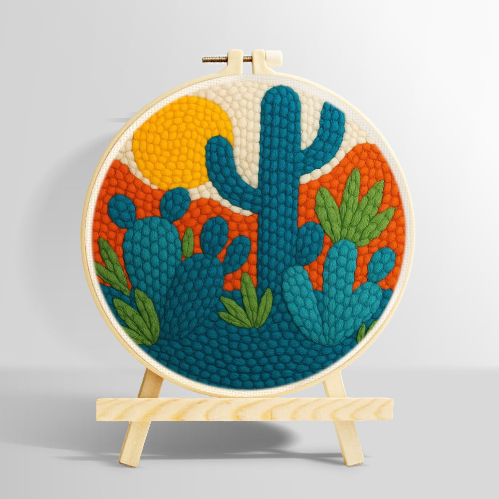 Desert cactus punch needle kit for beginners