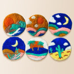 Desert night punch needle coaster kit finished handmade coasters