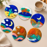 Desert night punch needle coasters used for home decoration