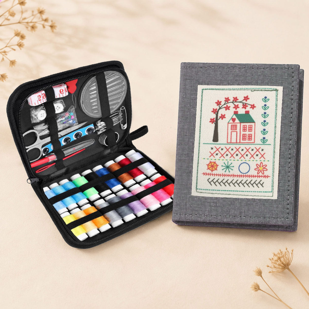 DIY Embroidery Stitch Book Kit with Sewing Tools and Thread Accessories for Hand Embroidery Practice.