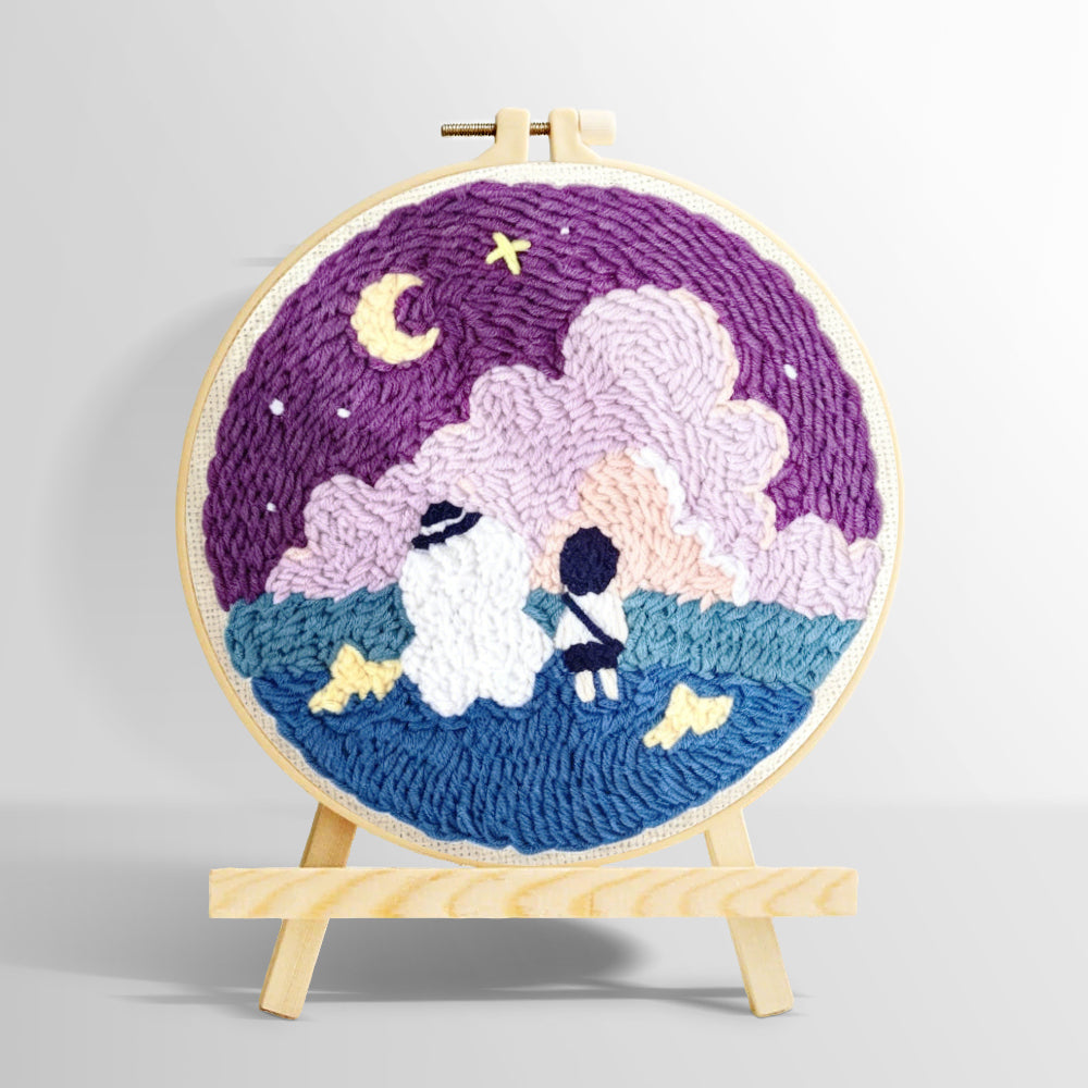 Dreamy night sky punch needle kit for beginners