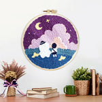 Finished dreamy night sky artwork displayed on a wall