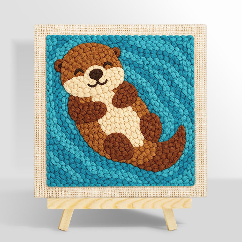 Dreamy swimming otter punch needle kit for beginners
