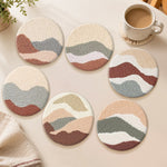 Earth tone mountains punch needle coasters used for home decoration