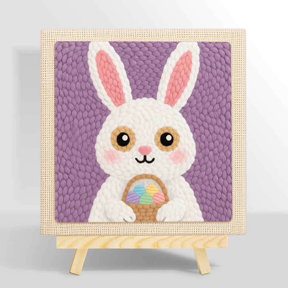 Easter bunny with egg basket punch needle kit for beginners