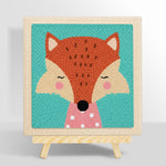 Elegant fox with pink polka dot collar punch needle kit for beginners