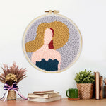 Finished elegant lady with fashion hat artwork displayed on a wall