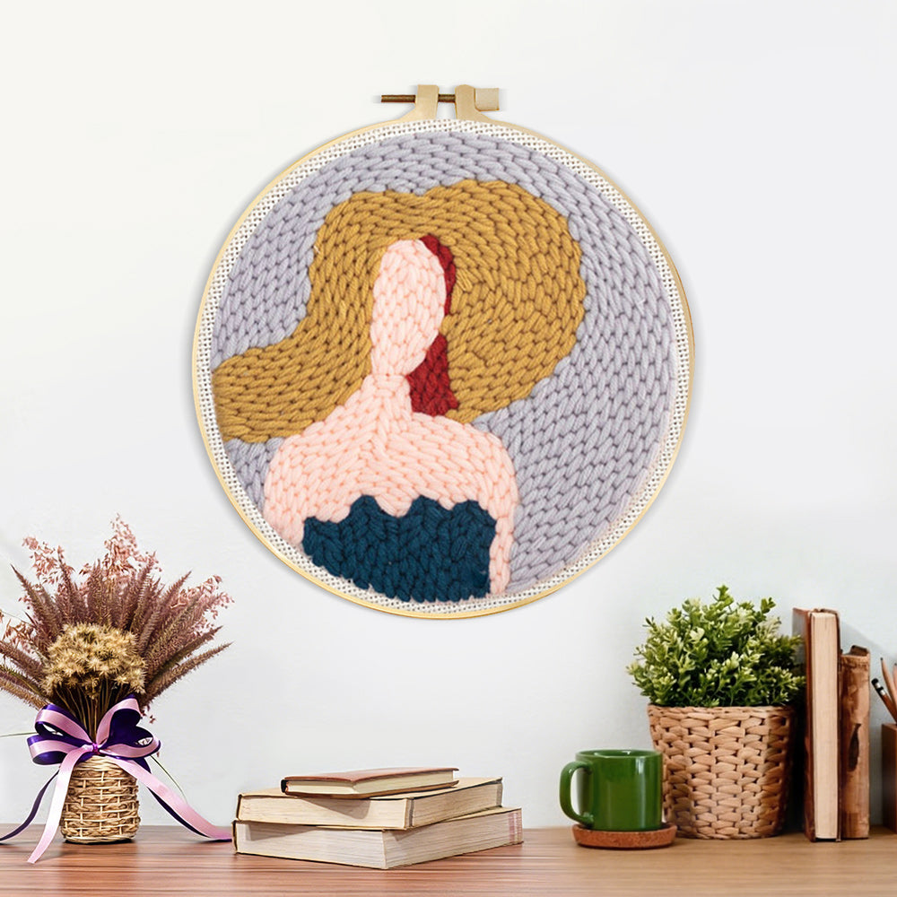 Finished elegant lady with fashion hat artwork displayed on a wall