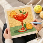 Creating handmade elegant red cocktail punch needle artwork