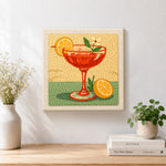 Finished elegant red cocktail artwork displayed on a wall