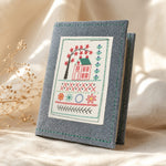 Embroidery Stitch Book With Grey Fabric Cover and Decorative Embroidery Design for Beginners.