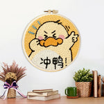 Finished encouraging cartoon duck artwork displayed on a wall