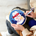 Creating handmade encouraging cartoon rabbit punch needle artwork
