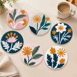 Exquisite vintage floral branches punch needle coasters used for home decoration