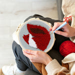 Creating handmade fiery red fox punch needle artwork