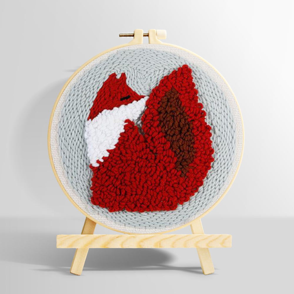 Fiery red fox punch needle kit for beginners