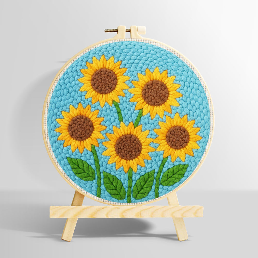Five sunflowers punch needle kit for beginners
