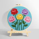 Five vibrant roses punch needle kit for beginners