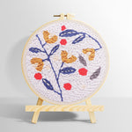 Floral branch with red berries punch needle kit for beginners