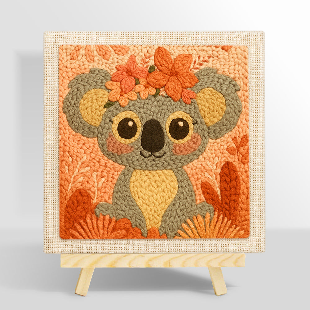 Floral crown koala punch needle kit for beginners