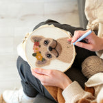 Creating handmade floral french bulldog punch needle artwork