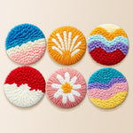 Flowers and sea punch needle coaster kit finished handmade coasters