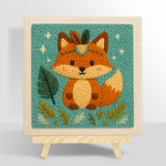 Forest prince fox with blue gem punch needle kit for beginners