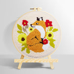 Fox and flowers punch needle kit for beginners