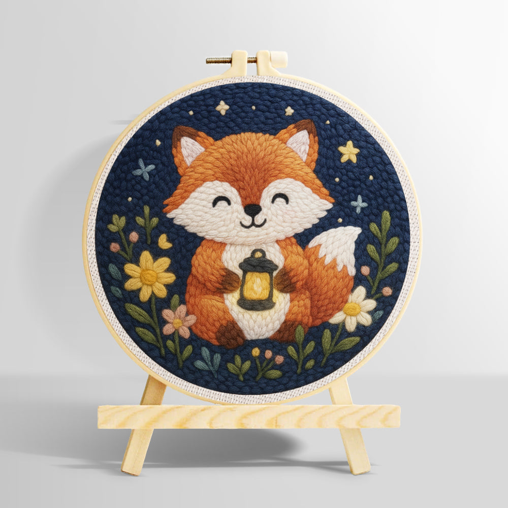 Fox at night punch needle kit for beginners