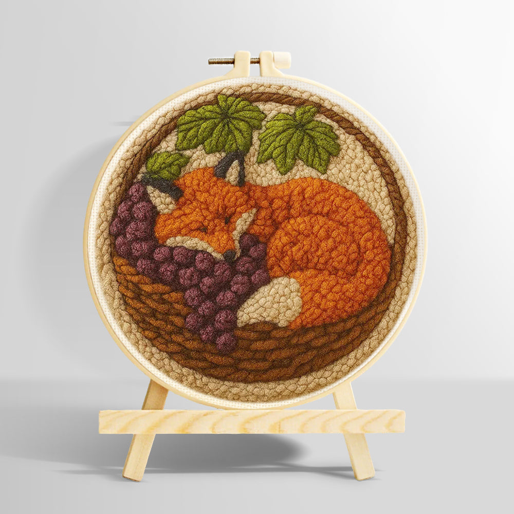 Fox in the basket punch needle kit for beginners