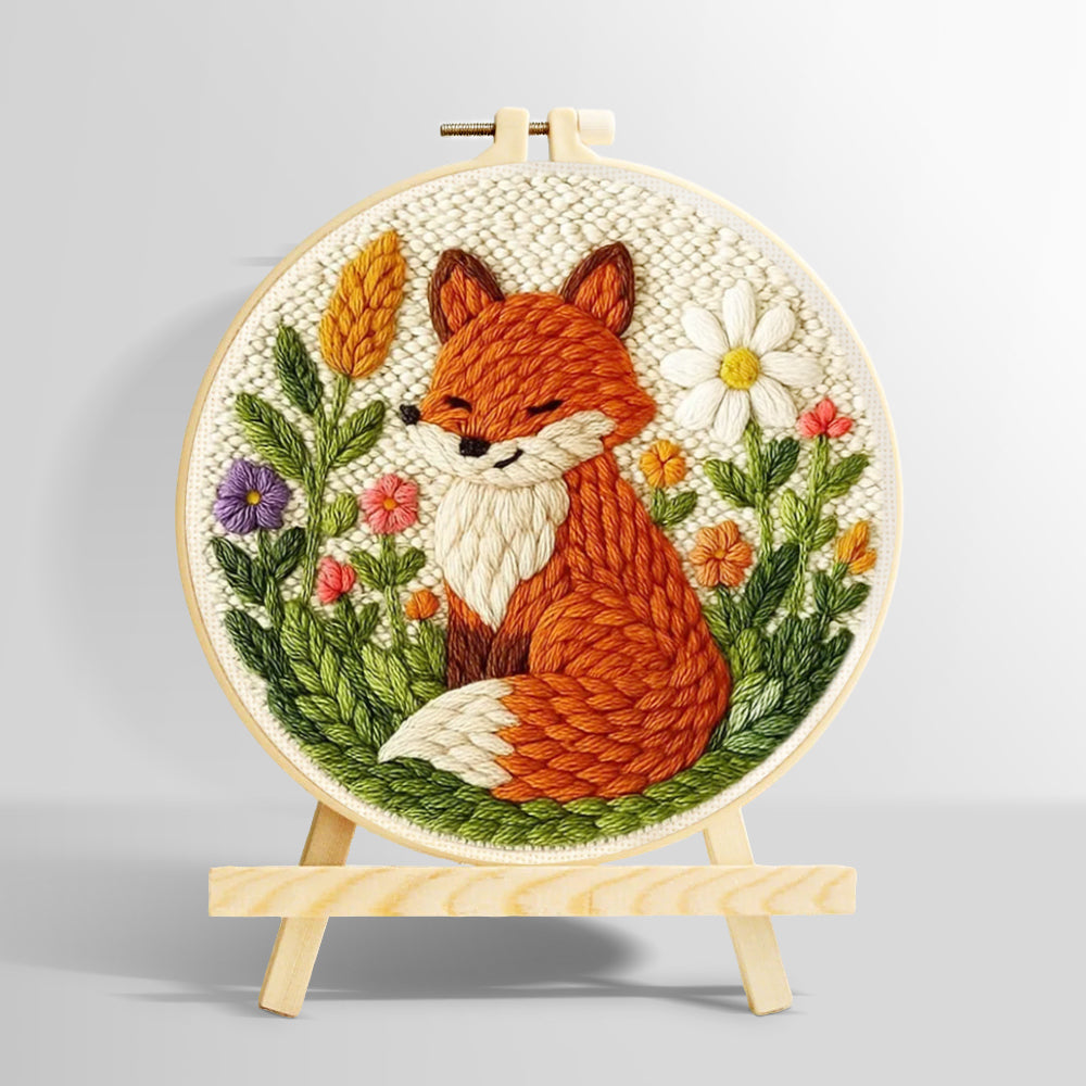 Fox in the flowers punch needle kit for beginners