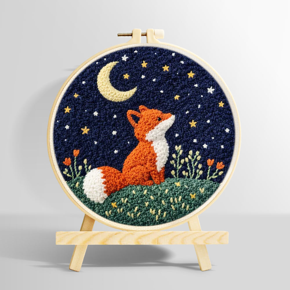 Fox under the moon punch needle kit for beginners