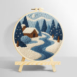 Frozen blue forest and cosy cabin punch needle kit for beginners