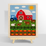 Fun farmyard animals and pumpkin season punch needle kit for beginners