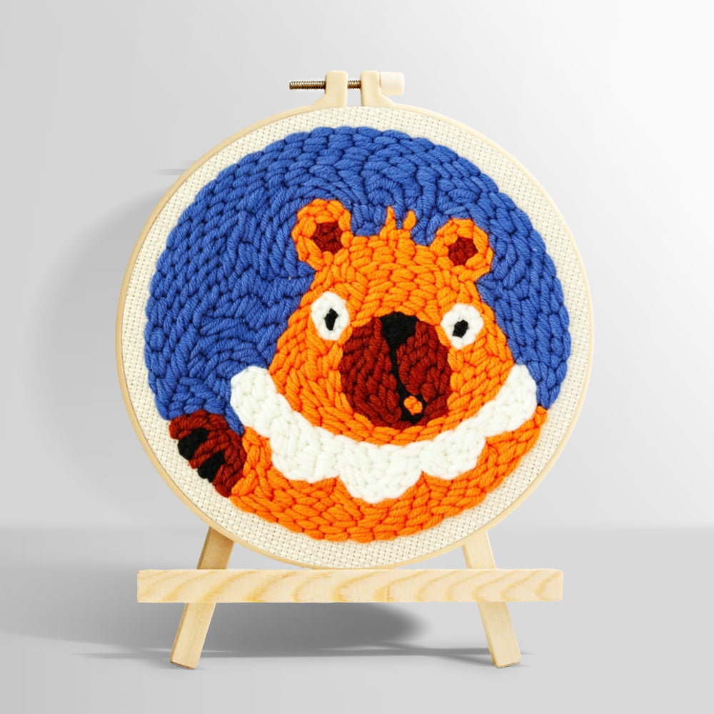 Funny orange squirrel punch needle kit for beginners